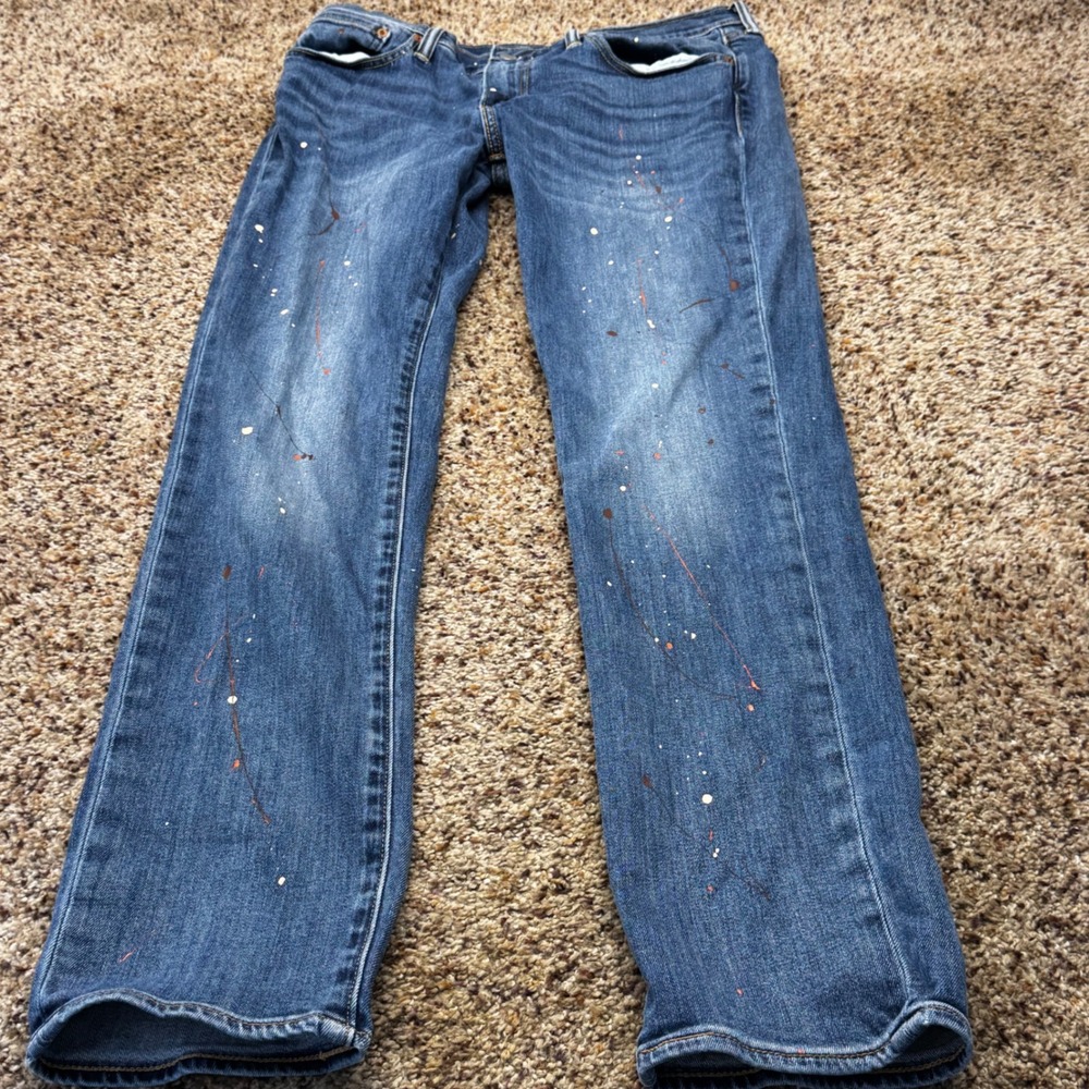 Levis 511 Slim Fit Blue‎ Jeans Paint Splatter Distressed W33 L34 04511-2651